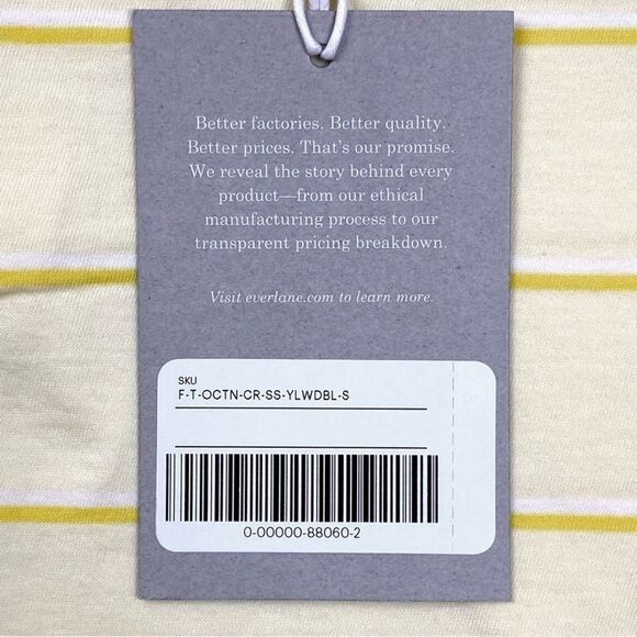 Everlane organic cotton crew neck tee shirt pastel yellow white stripe Small new - Picture 4 of 12